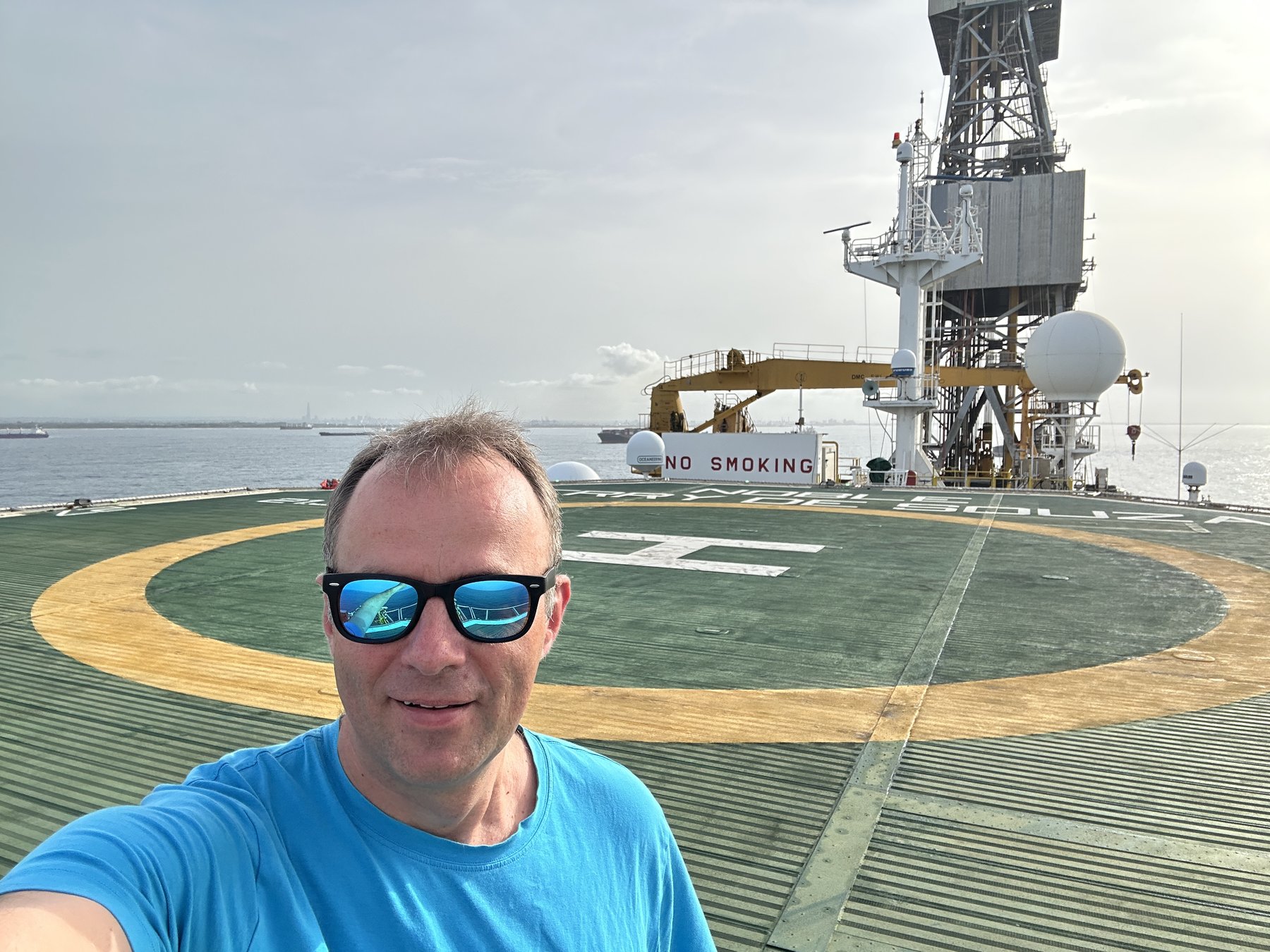 Daniel Czarkowski on a drillship helideck