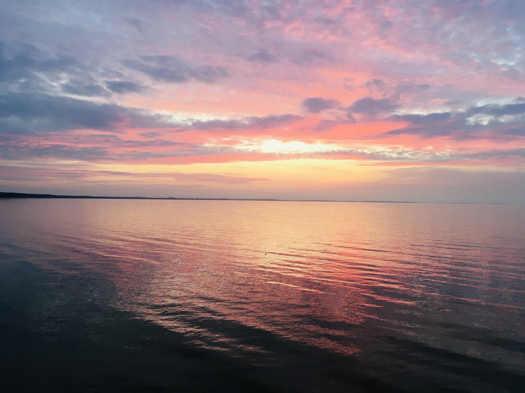 Sunset over open water